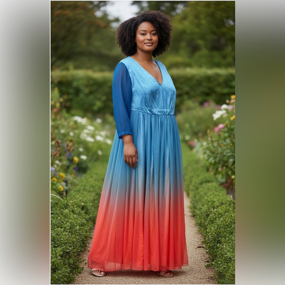 NWT XPLUSWEAR Blue and Red Ombre Dress